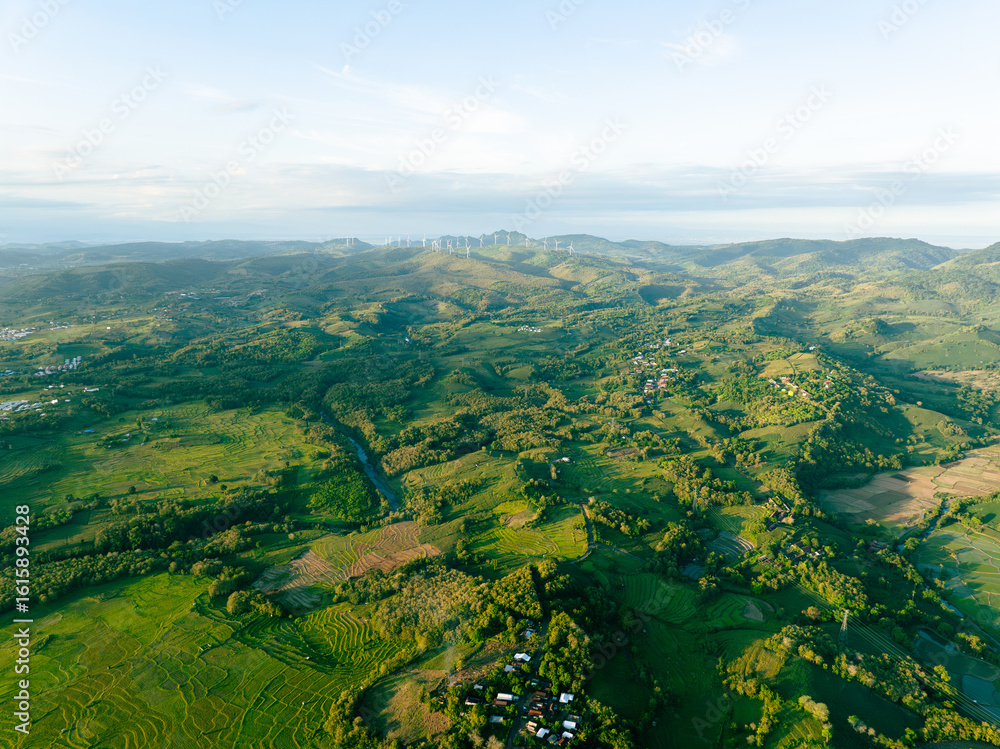 Fototapeta premium Mountain Village Sunset