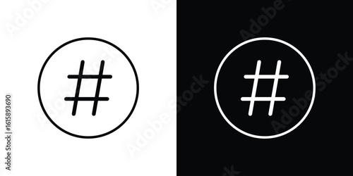 Hashtag icon. Minimalist vector design. Editable stroke. EPS10