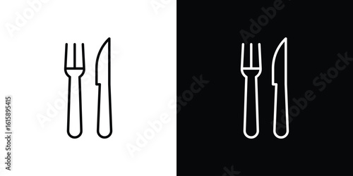 Fork and Knife icon. Minimalist vector design. Editable stroke. EPS10