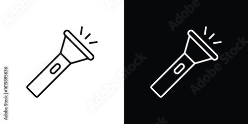 Flashlight icon. Minimalist vector design. Editable stroke. EPS10
