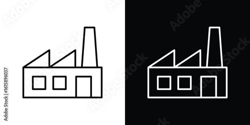 Factory icon. Minimalist vector design. Editable stroke. EPS10