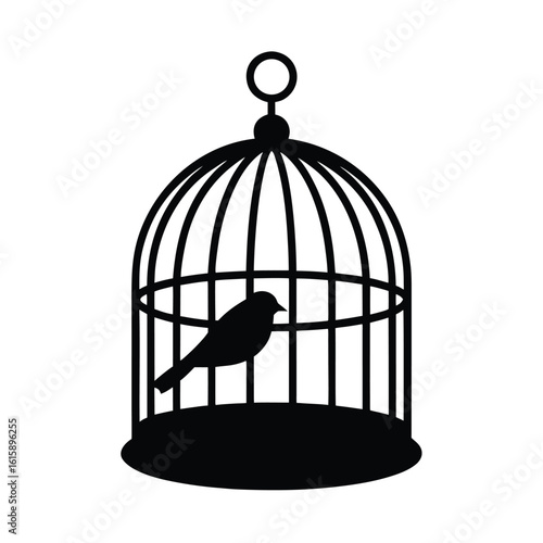bird in cage isolated