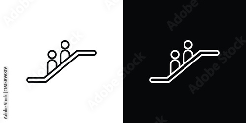 Escalator icon. Minimalist vector design. Editable stroke. EPS10