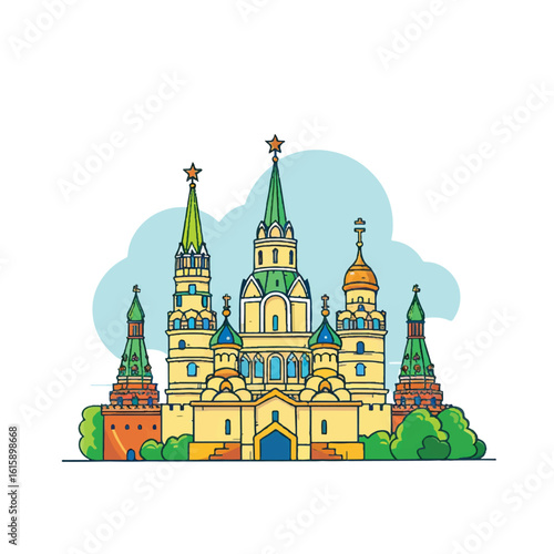 Colorful Illustration of the Moscow Kremlin Complex (2)