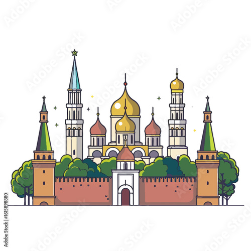 Colorful Illustration of the Moscow Kremlin Complex (3)