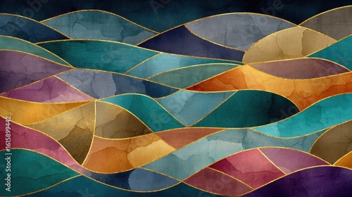 Abstract wavy design with stained glass effect