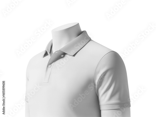 Blank White Polo Shirt Displayed on Mannequin Torso