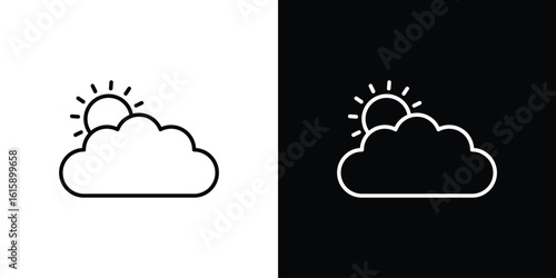 Cloudy Day icon. Minimalist vector design. Editable stroke. EPS10