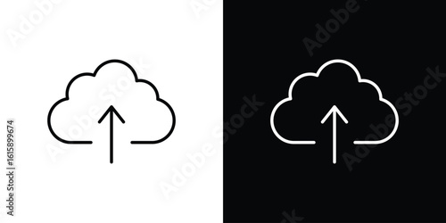 Cloud upload icon. Minimalist vector design. Editable stroke. EPS10