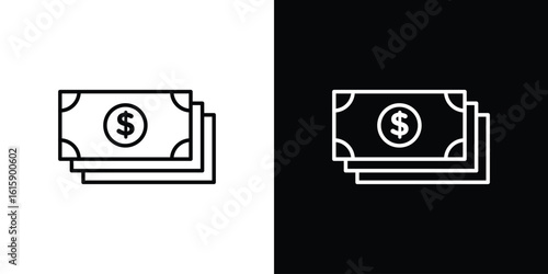 Cash icon. Minimalist vector design. Editable stroke. EPS10
