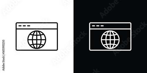 Browser icon. Minimalist vector design. Editable stroke. EPS10