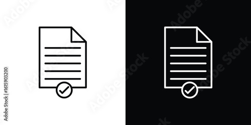 Accept document icon. Minimalist vector design. Editable stroke. EPS10
