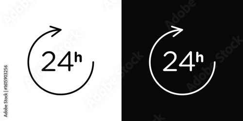 24 Hrs icon. Minimalist vector design. Editable stroke. EPS10