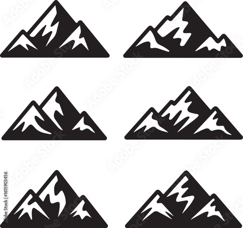 Mountain Peaks Icons summit snow