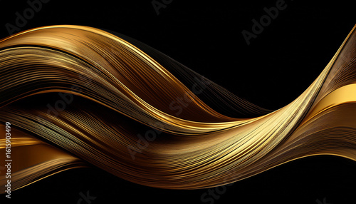 Wallpaper Mural elegant abstract flowing lines in gold and black background Torontodigital.ca