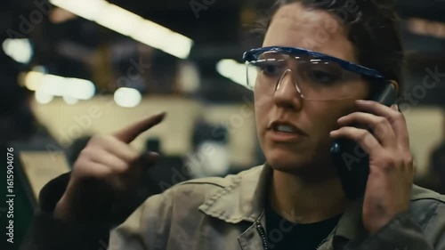 Factory Floor Communication Woman on Phone