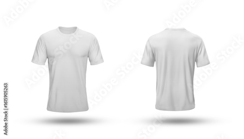 Blank White Men's T-Shirt Front and Back View Mockup on White