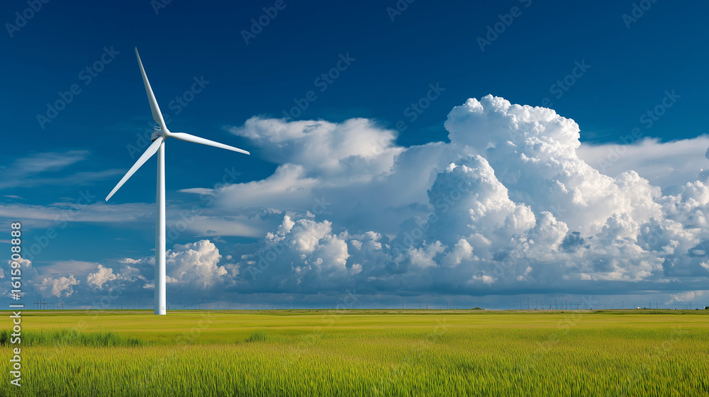 Obraz premium A modern wind turbine in green field