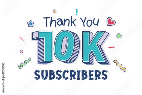 Thank you for 10000 subscribers, 10k subscribers celebration greeting vector illustration
