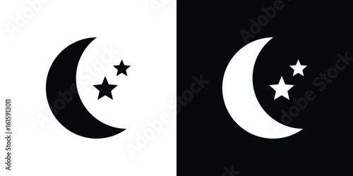 Moon stars icon. Vector Template. Concept Icon flat design.