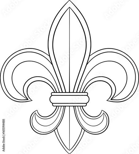 fleur de lis, heraldic lily vector outline illustration