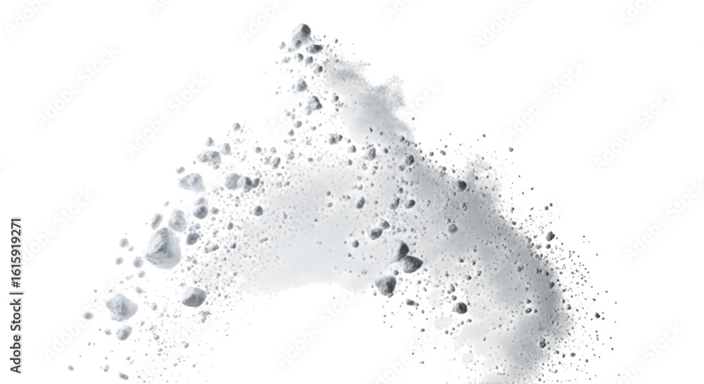 Fototapeta premium Abstract grey powder explosion isolated on transparent background