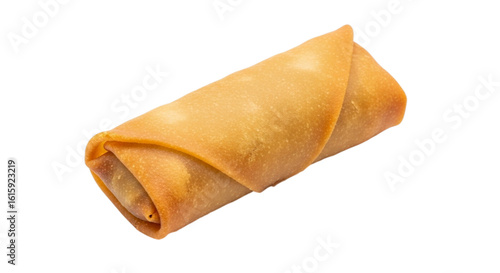 Golden fried egg roll appetizer isolated on transparent background