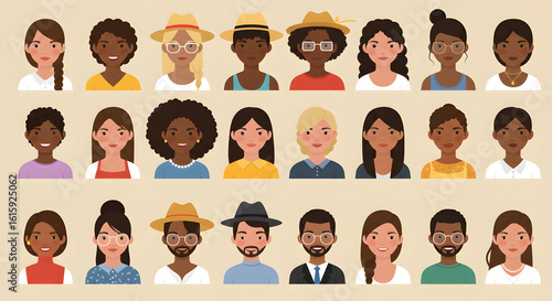 Flat Cartoon Faces and Characters for Profiles