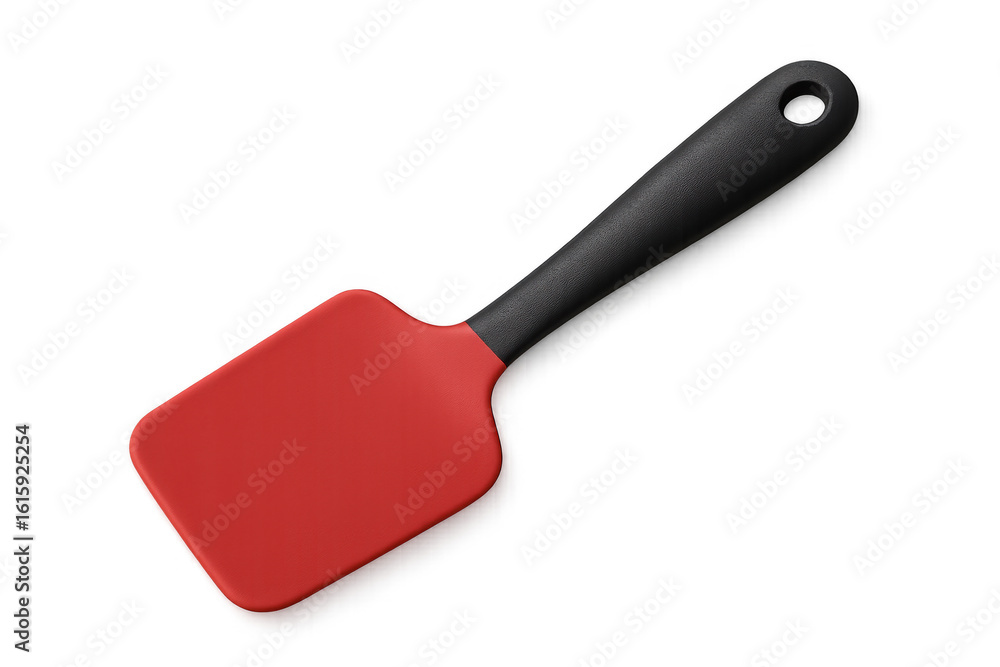 Kitchen spatula with red silicone head and black handle isolated on transparent background, perfect for cooking and baking Kitchen spatula with red silicone head and black handle isolated on transparent background, perfect for cooking and baking