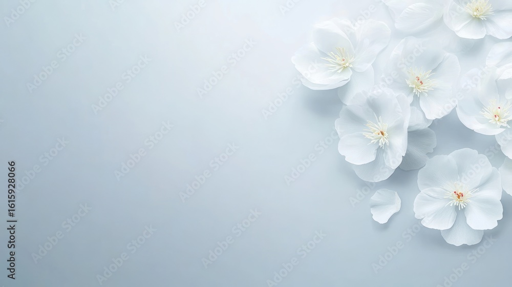 Fototapeta premium White flowers soft pastel background