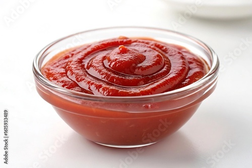 Wallpaper Mural A clear glass bowl filled with red ketchup sauce in a swirl pattern isolated on white background Torontodigital.ca