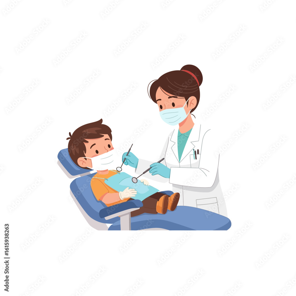 Obraz premium Dentist Checking Child's Teeth