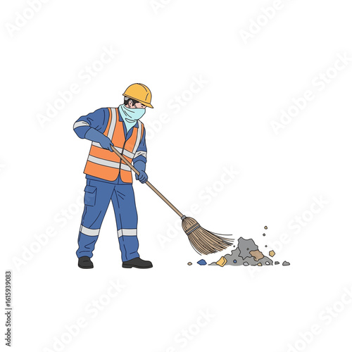 Street Cleaner Sweeping Debris  Keeping Our Cities Clean Illustration