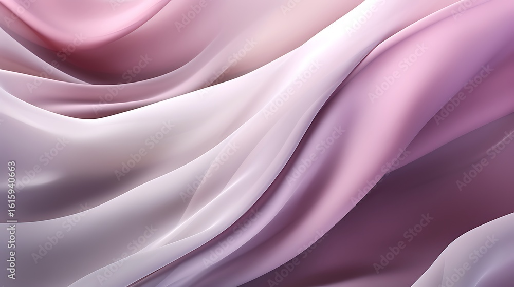 Obraz premium Smooth layered waves in muted grey and dusty lavender, matte texture, subtle depth created by faint shadow gradients, soft ambient light, full frame,
