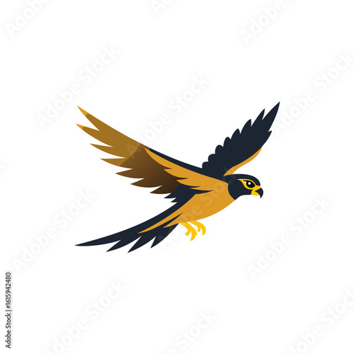 falcon mid flight with wings wide open