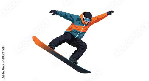 Snowboarder Performing a Trick on the Slopes