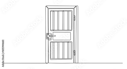Simple wooden door design in outline style  