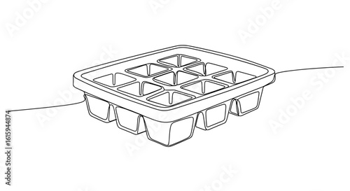 Ice cube tray with individual compartments in minimalist design  