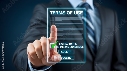 Businessman Accepting Digital Terms of Use Agreement