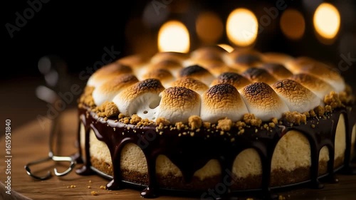 Decadent S'mores Cheesecake: Toasted Marshmallows & Rich Chocolate Drizzle Delight