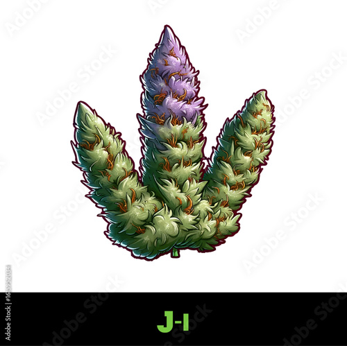 Vector Illustrated J-1 Cannabis Bud Strain Cartoon