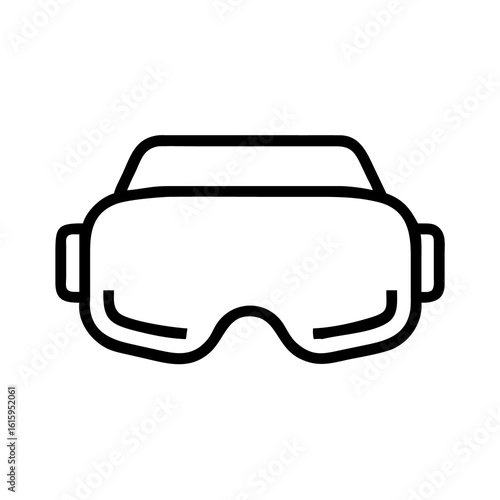 Simple line icon of a virtual reality headset for modern technology and gaming concepts. Vector graphic of VR glasses for metaverse and augmented reality interfaces.