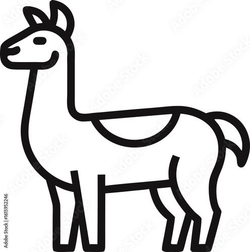 Llama Farm Animal Icon Line Art Vector Illustration