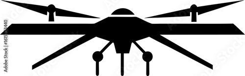 Military Drone Silhouette Vector Black and White
