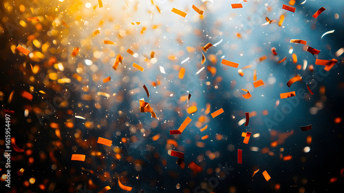 Confetti falling over silhouetted figures in a crowd.