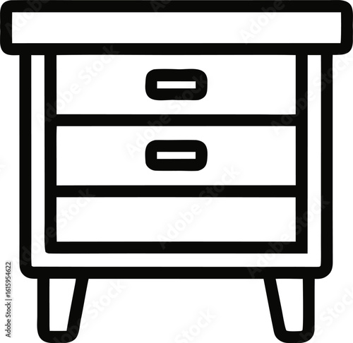 Bedside Cabinet with Storage Drawer Outline