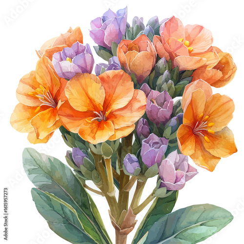 watercolor of Kalanchoe Flower, vector, isolated on a white background.