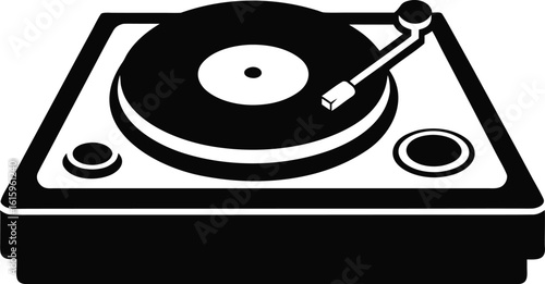 Turntable Silhouette Vector Black and White
