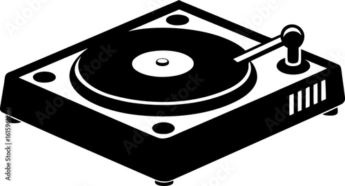 Record Player or DJ Deck Black Silhouette