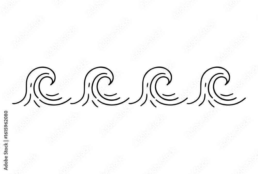Fototapeta premium Repeating dynamic wave pattern in doodle style..